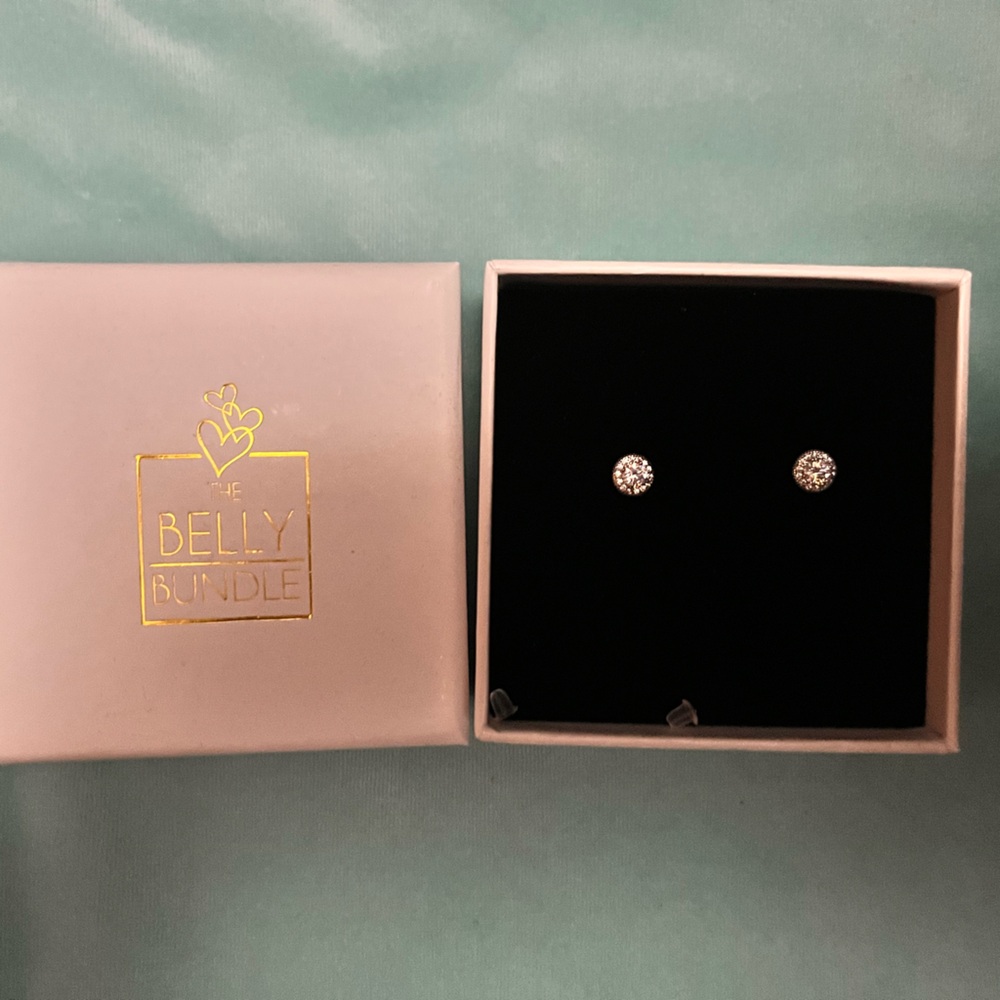 The Belly Bundle box sterling silver earrings